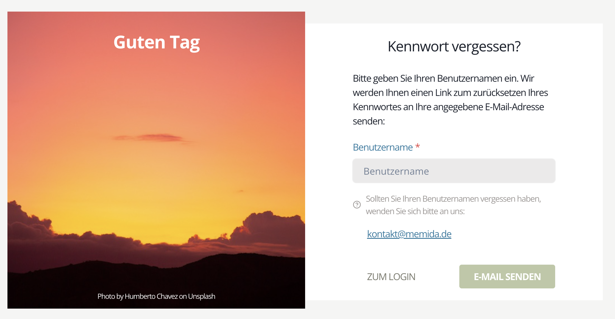 der Login-Screen