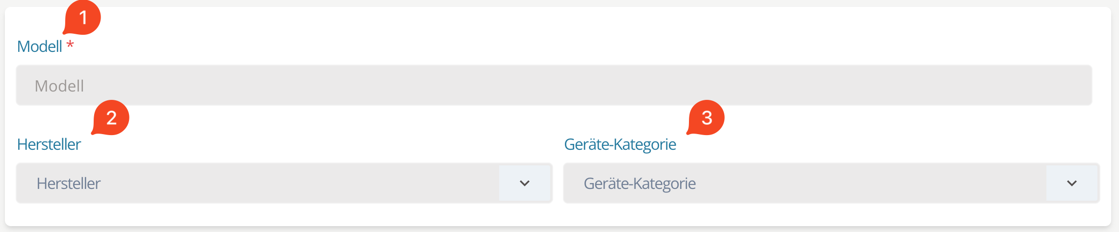 Geräte-Stammdaten eingeben / auswählen