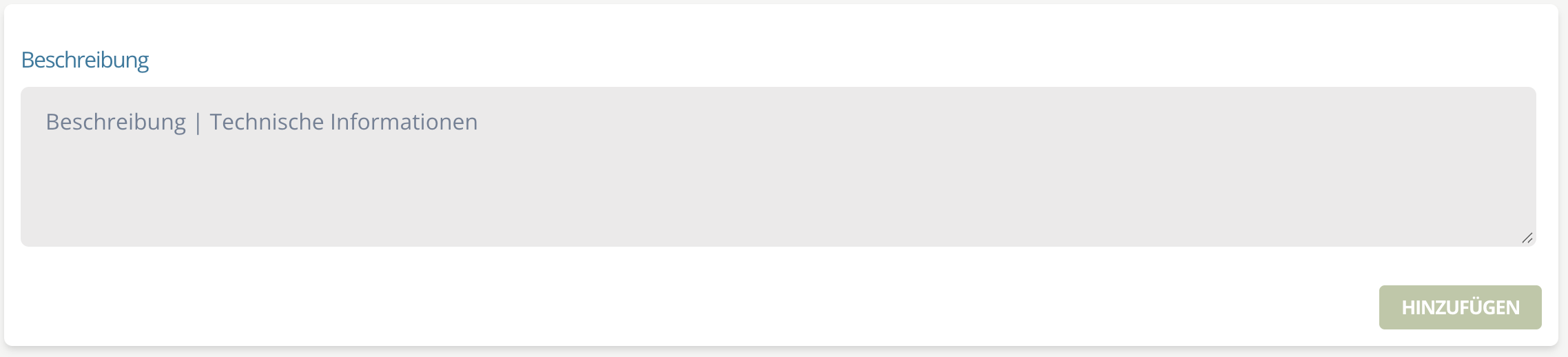 Bemerkungen oder technische Informationen hinzufügen
